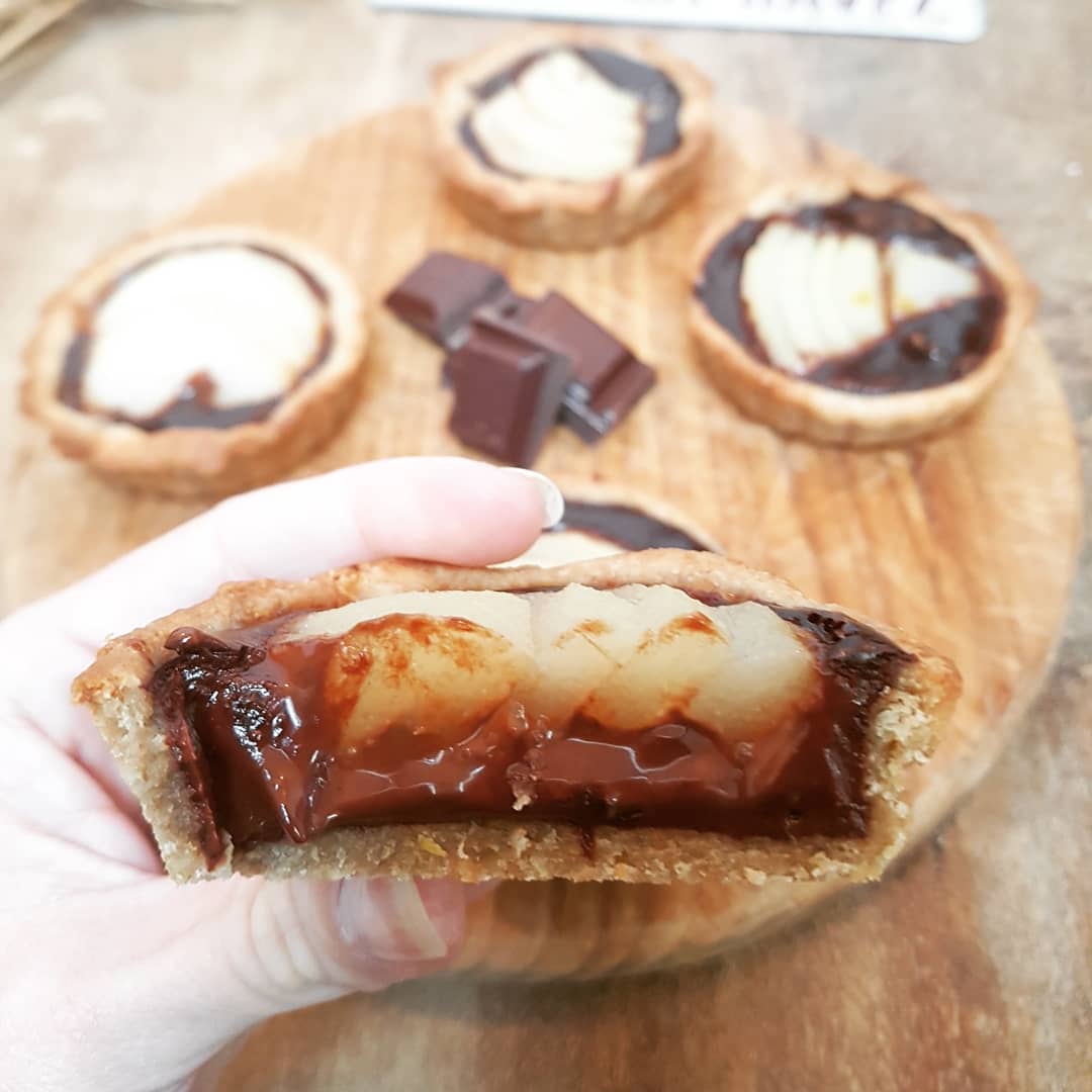 Tartelette Choco, Poires sans beurre, Healthy
