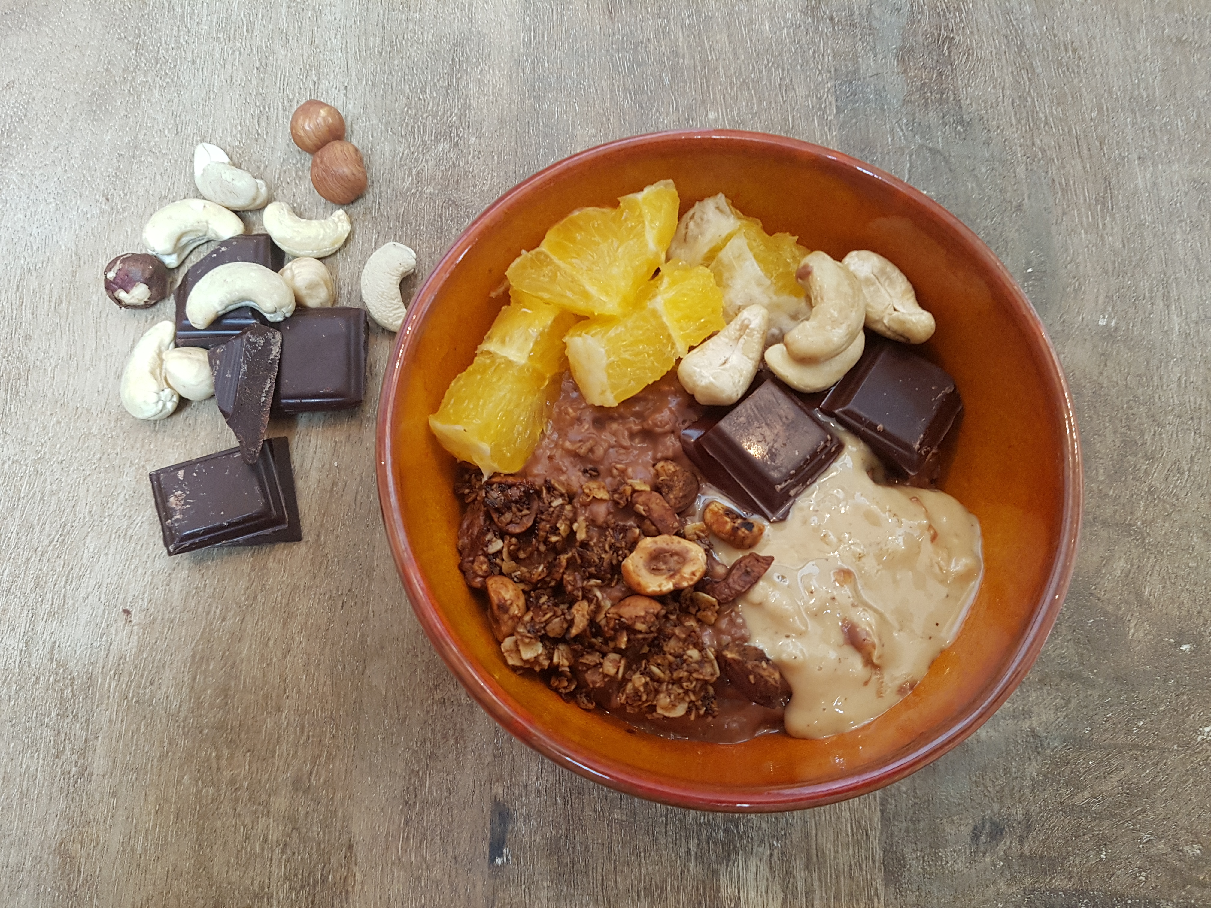 Porridge chocolat et orange