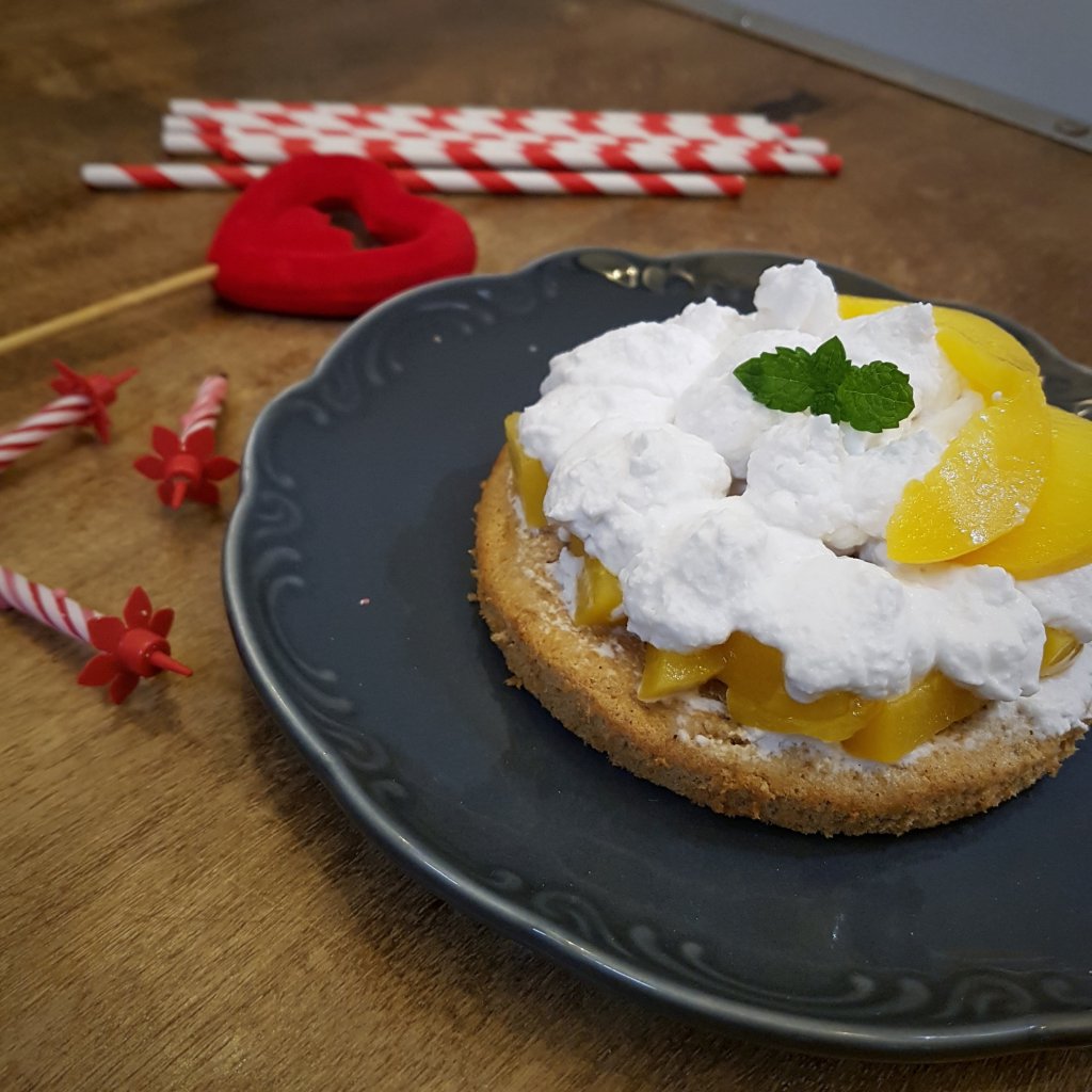 gateau aux peches peu sucré