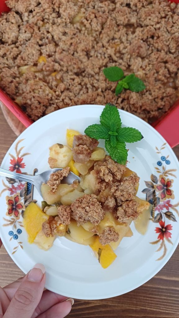 recette Crumble pomme pêche menthe moins sucré
