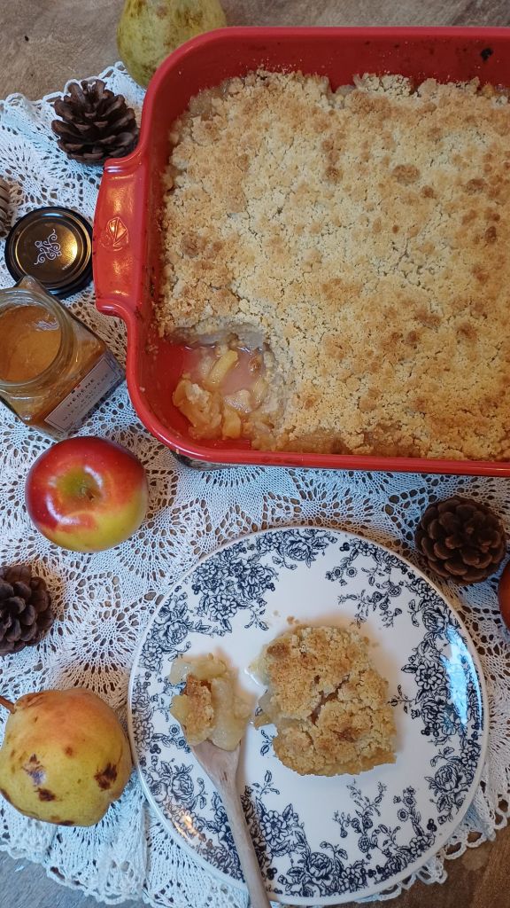 Crumble pomme poire moins sucré